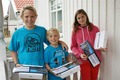 13-åringarna Hugo och Filippa vann tillsammans med åttaåringen Otto NCC:s tävling i stadsplanering av Norra Sigtuna stad med hjälp av datorspelet Minecraft.  Bild: NCC.
