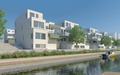 Bilden visar Brf Strandkanalen i Gävle som byggs 2016 och kommer att rymma 90 lägenheter i tre hus som ligger intill den konstgjorda kanalen vid Gävle Strand. Även i Hudiksvall vill HSB bygga lägenheter med stora inglasade terrasser vid vattnet.
